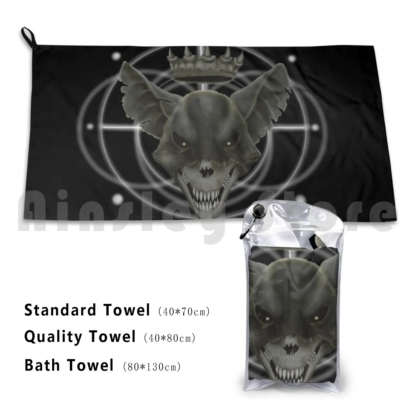 The Rat King Custom Towel Bath Towel Surreal Strange Rat King Skull Macabre Dark Horror Spooky Creepy Crown