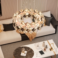 Vrygle 60/80cm Round Crystal Chandelier Luxury Dimmable Pendant Ceiling Light 3 Color Changing Sparkly LED Light Chandelier