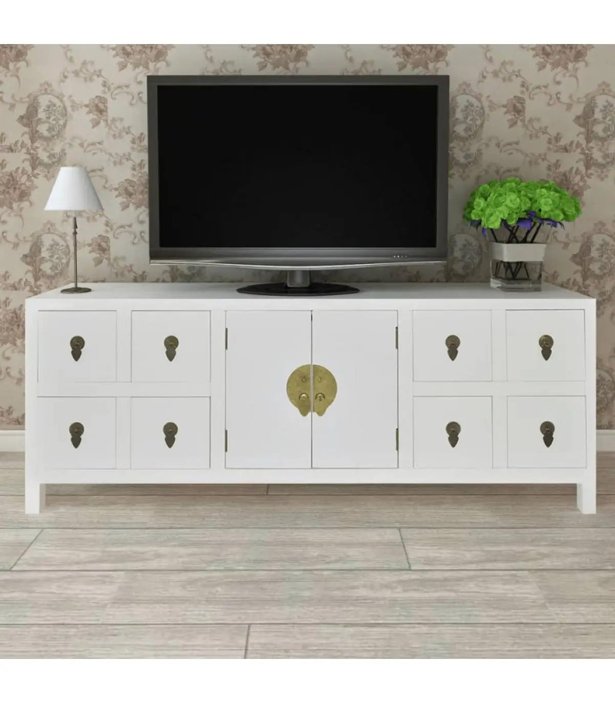 Asian style sideboard with 8 drawers and 2 wooden doors