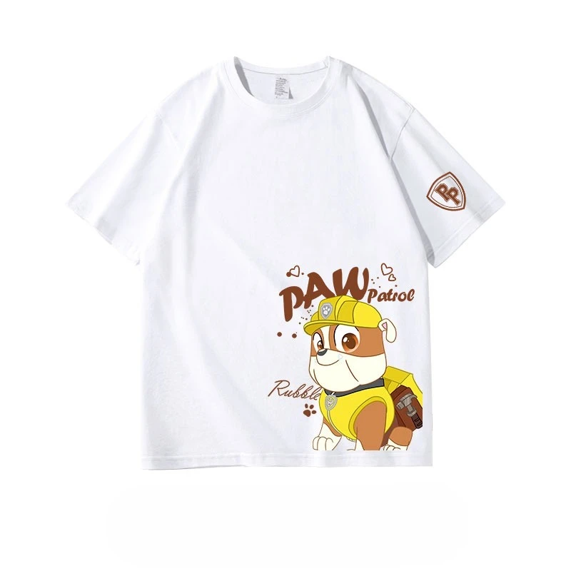 Paw Patrol Skye T-Shirt Kids Girls White 100% Cotton Short Sleeve Round Neck Pink Cartoon Dog Print Casual Summer Tee Top