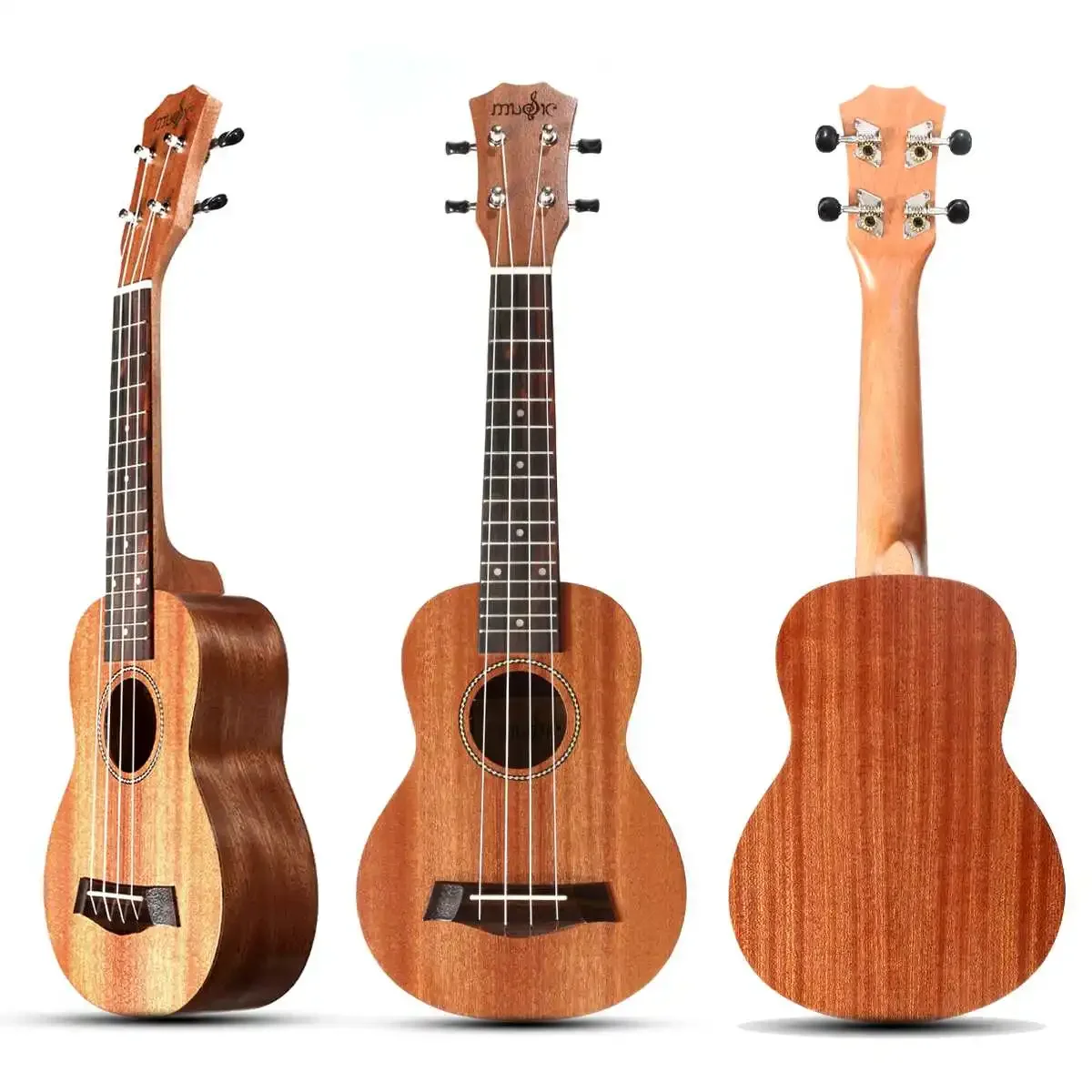 21 Inch 4 Strings Sapele Ukulel 15 Frets Portable Rosewood Hawaiian Guitar for Beginner Kids Musical Instrument Home-schooling