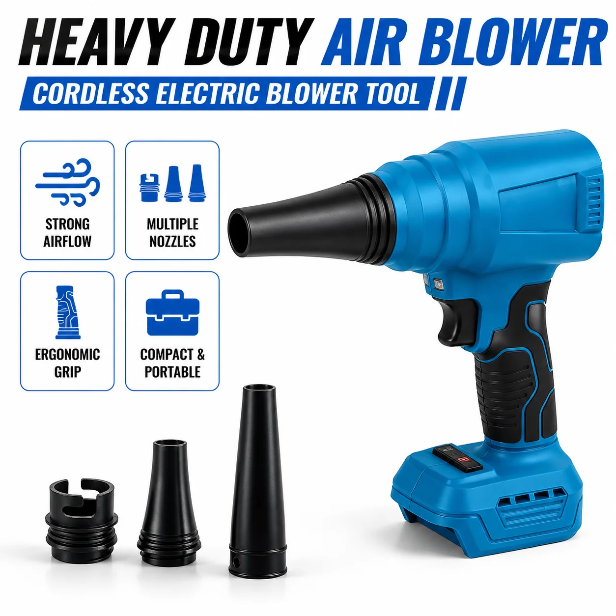 18V Brushless Cordless Air Duster Electric Blower High Power Dust Cleaner with Dust Collector for Car PC Workshop Cleaning