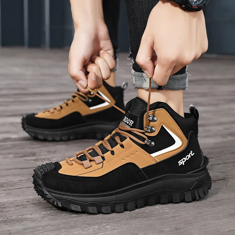 Herren-Oxford-Stiefel mit Komfort-Innenfutter, Dicken Sohlen für Zusätzliche Höhe und Langlebigkeit, Geeignet für Outdoor-Aktivitäten, Camping, Wandern und Bergsteigen – Detail 10
