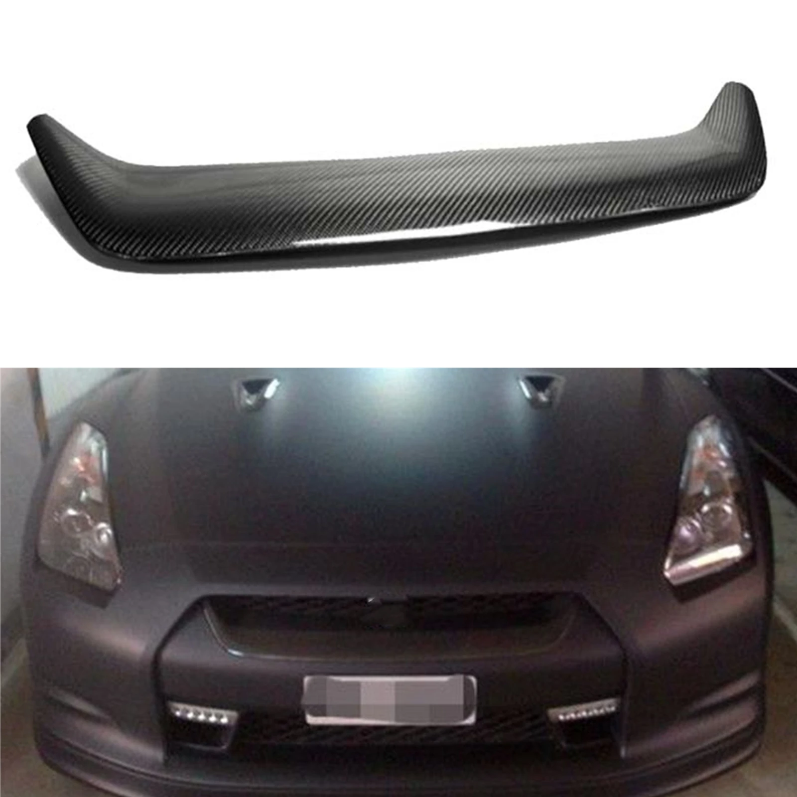 

For NISSAN GT-R R35 2008-2011 Front Grille Lip Trim Cover Carbon Fiber Car Upper Bumper Hood Mesh Grill Guard Plate Panel Strip