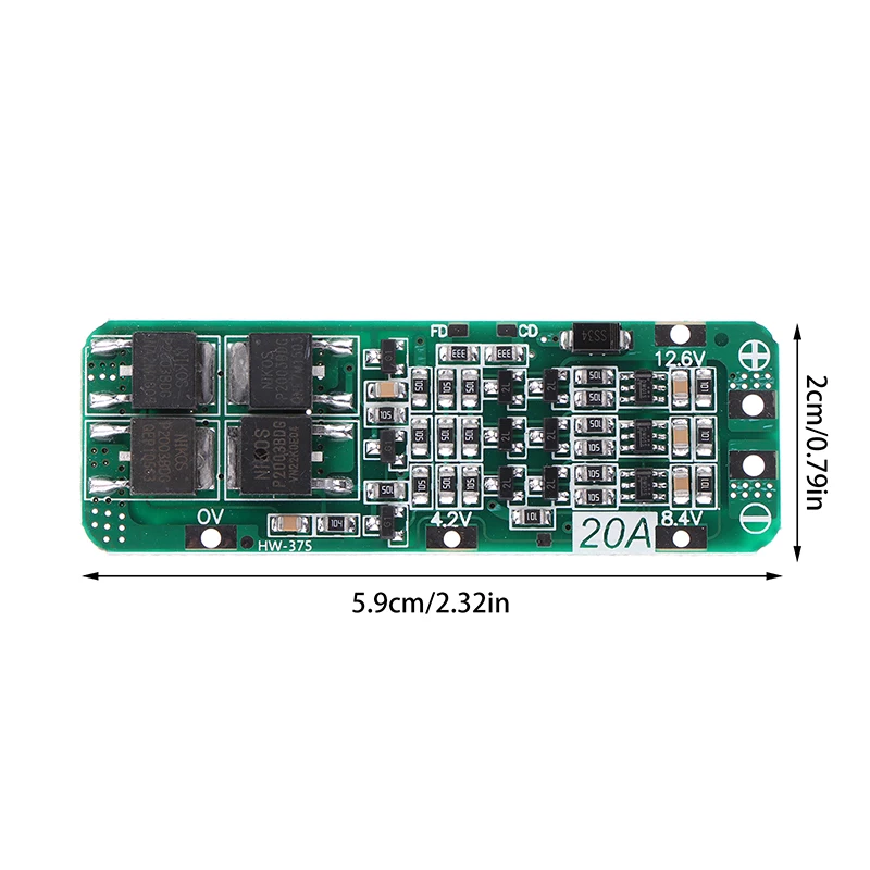 リチウムイオン電池18650充電器,PCB,BMS保護ボード,11.1v,12v,12.6v,セル,59x20x3.4mm, 3s,20A