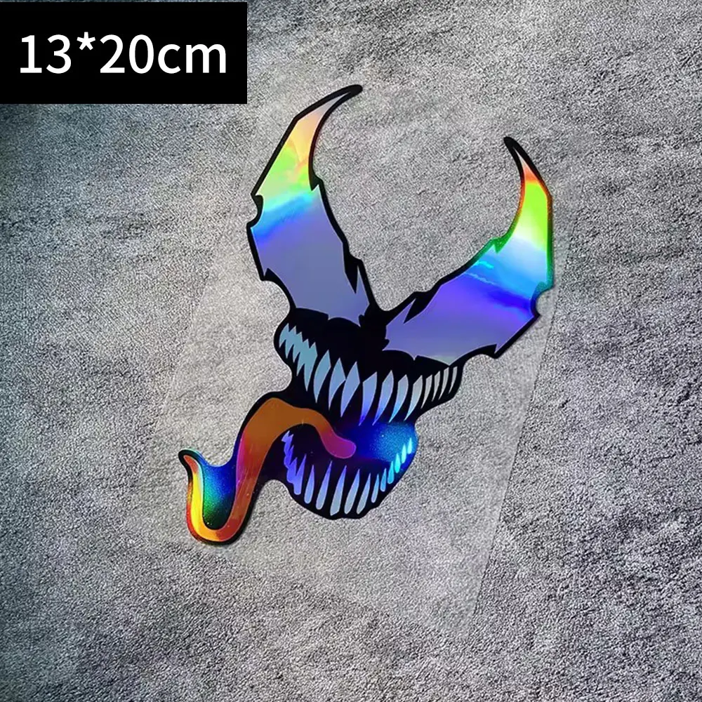 1PC Reflective Laser Anime Devil Red Tongue Motorcycle Sticker Waterproof Sunscreen Vinyl Decal for Fuel Tank Windshield Fairing