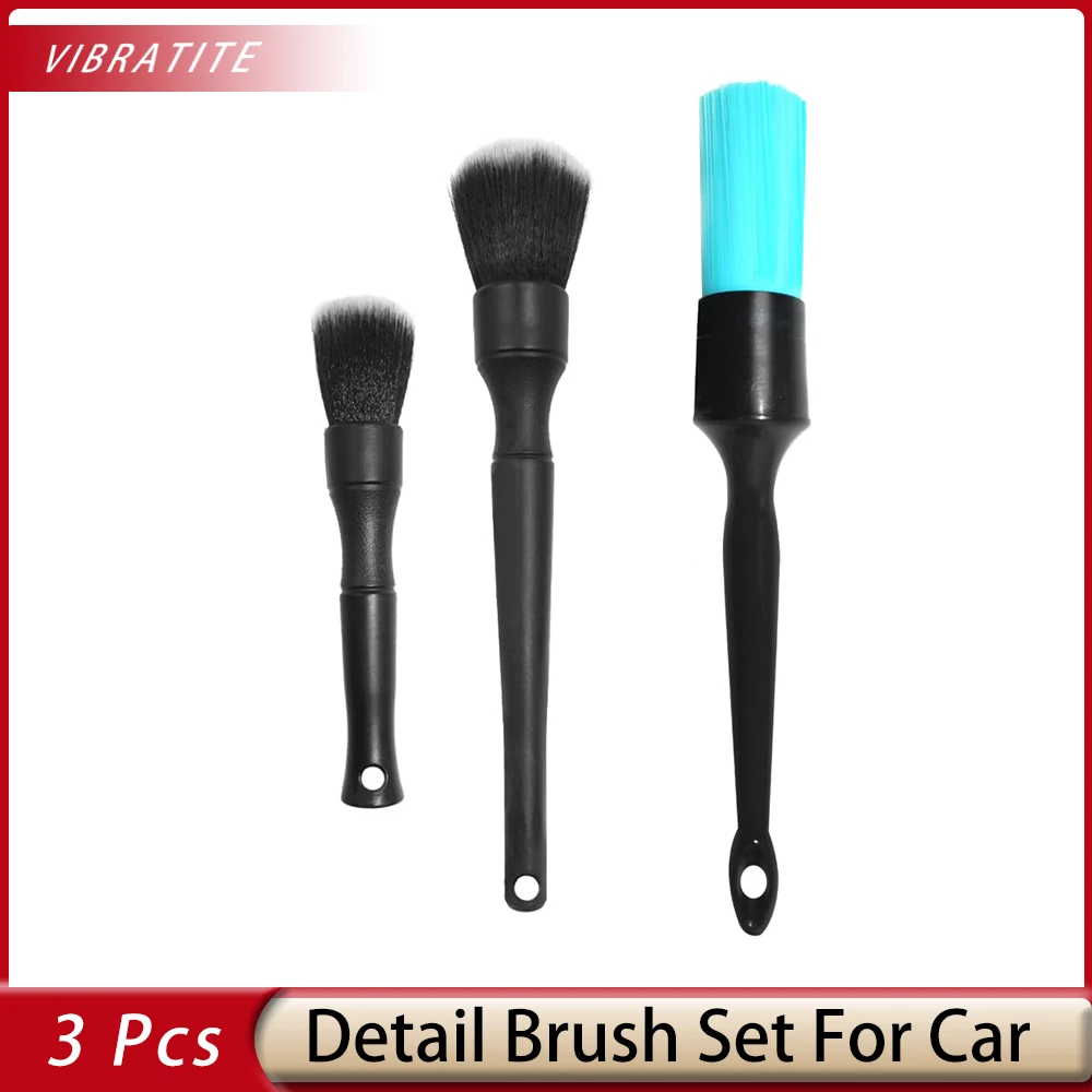 3 Pcs Car Detailing Brush Detail Brush Kit No Scratch for Removing Dust and Automotive Dashboard Engine Air Vent Wheel Wheel Nut