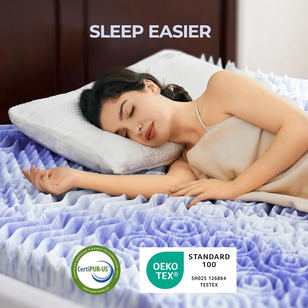 Dreamsmith 3 بوصة 7-Zone Queen Memory Foam Mattress Topper، وسادة مرتبة إسفنجية مملوءة من جل التبريد، سرير بحجم كوين، CertiPUR-US C