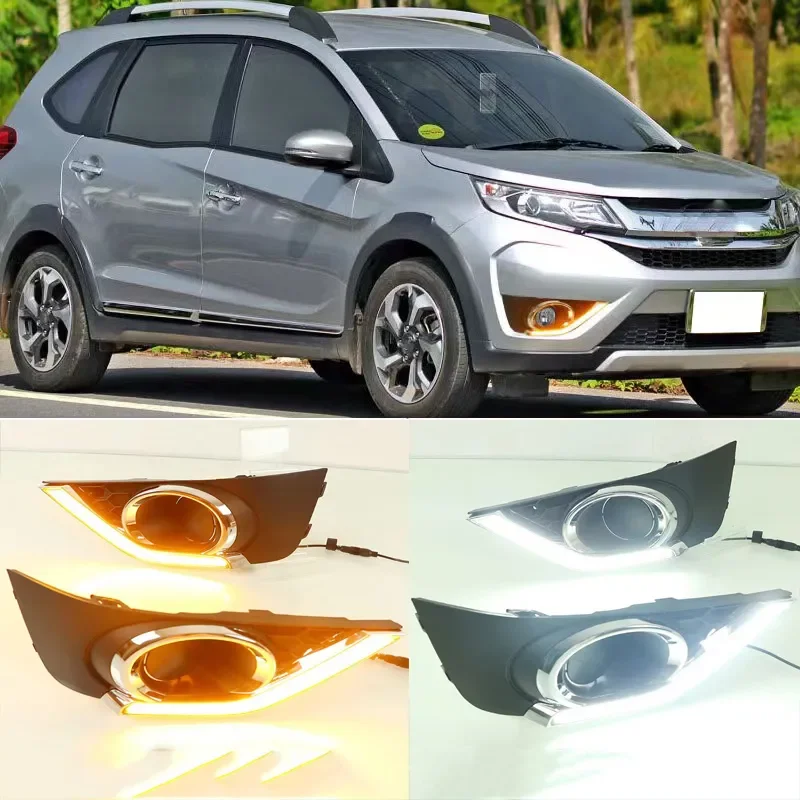 For Honda BRV BR-V 2015 2016 2017 2018 2019 Daytime Running Light Fog Lamp Headlight White Daylight Amber Turning Signal LED DRL