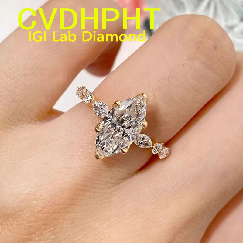 

1 2 3 4 5CT Real 18K gold IGI Lab grown Diamond Ring Marquise shape Diamond wedding ring Factory Engagement
