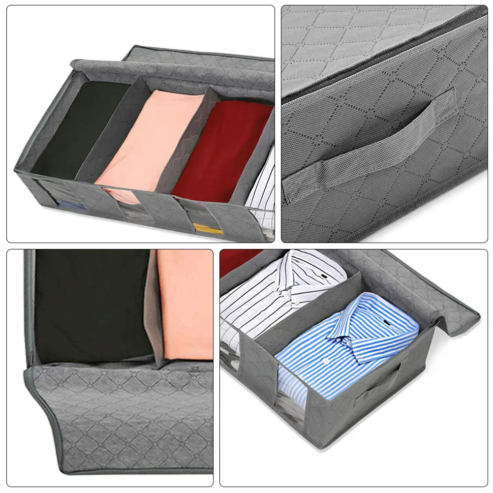 

1pc Foldable Cloth Storage Boxes for Clothes Quilts Eco Friendly Non Woven Waterproof Tidy Bags Sturdy Frame Handles