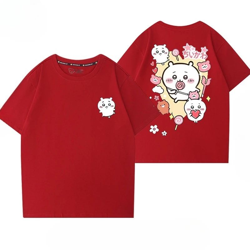 Chiikawa Usagi Niedliches Anime-Grafik-T-Shirt, Unisex, lockerer O-Ausschnitt, lässiges Sommer-Kurzarm-Oberteil im Harajuku-Streetwear-Stil für den Alltag – Detail 11