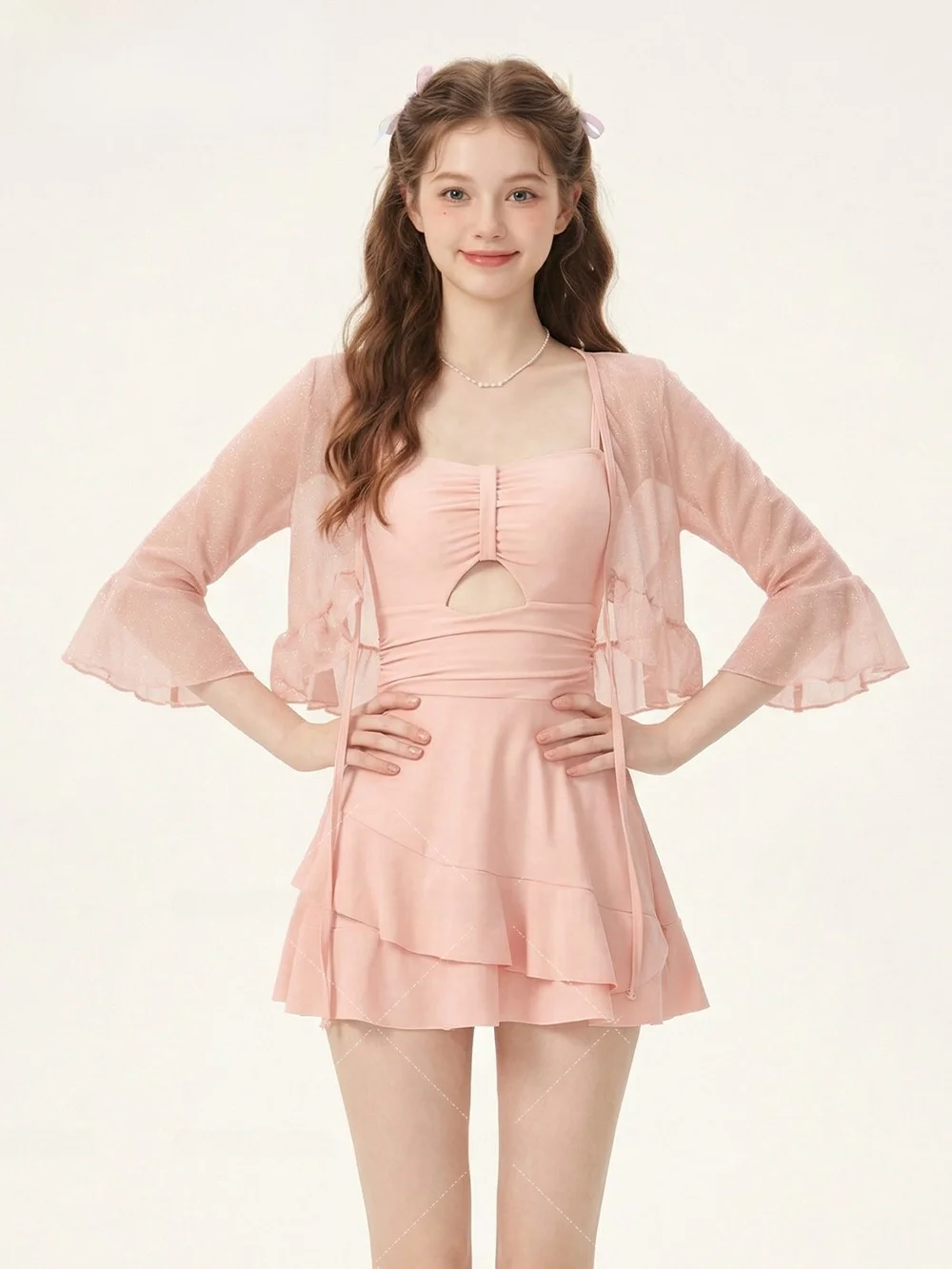 Sweet Style Women's One-Piece Swimsuit Thermal Spring Beach Vacation High-End Sensation Belly Covering Slimming Design