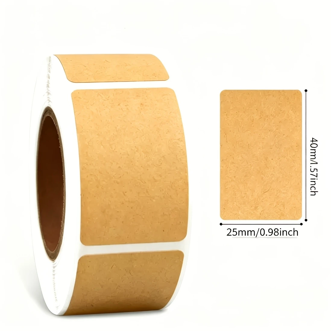 1 Roll 25mmX40mm Kraft Paper Stickers Rolls of Self-adhesive Stickers Can be Handwritten Classification Packaging Note