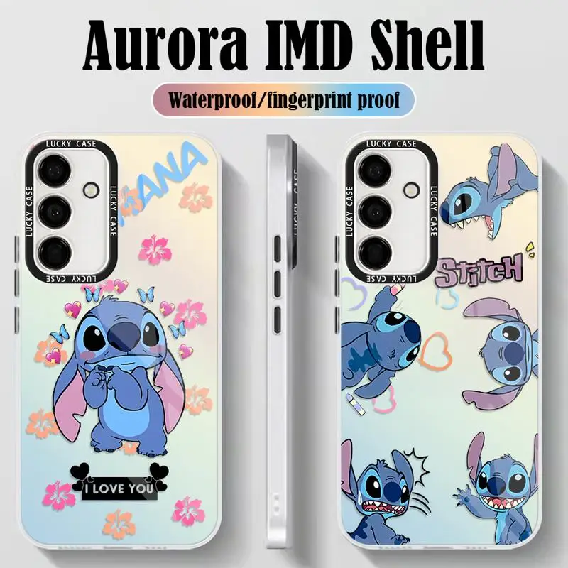 Disney Stitch Cute Phone Case for Samsung Galaxy A72 A73 A54 A53 A52 A51 A34 A33 A32 A24 A23 A22 A14 A13 A12 A21s Aurora Laser