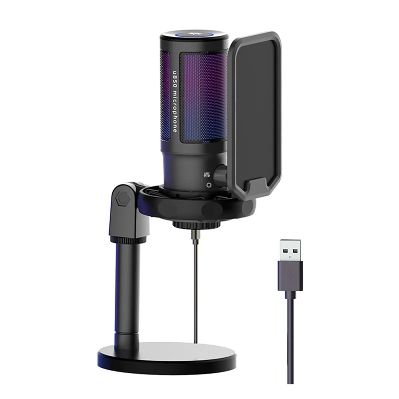 All Metal USB Capacitors Microphone,PC Gaming Recording Desktop Laptop Mic,RGB Streaming Podcasting Mic for Online Game,