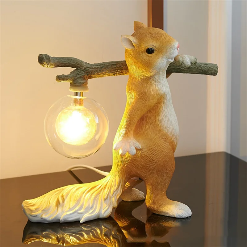 BERTH Nordic Table Lamp Creative Squirrel LED Decorative For Home Children Small Desk Light