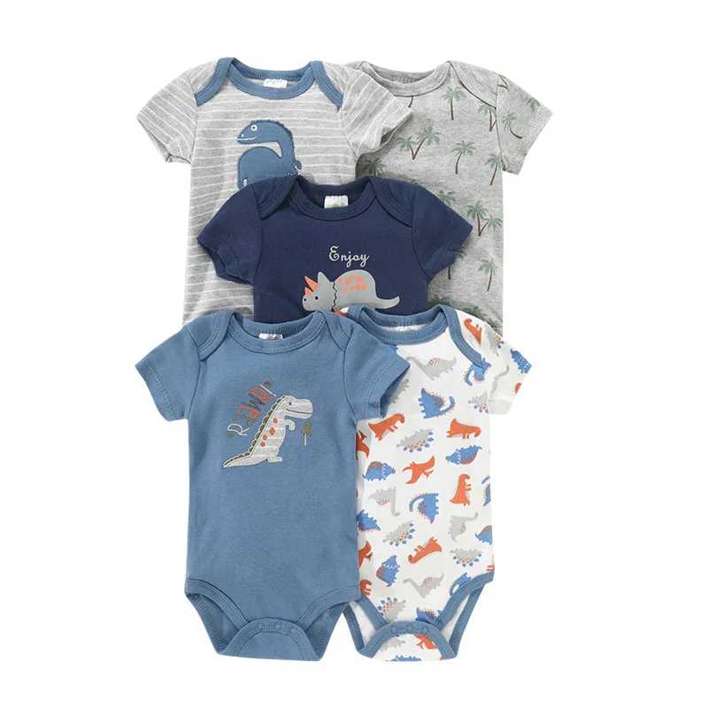 5 Pack Soft Cotton Boy Girl Baby Bodysuit Short Sleeve One-Pieces Newborn Onesie Clothing Set