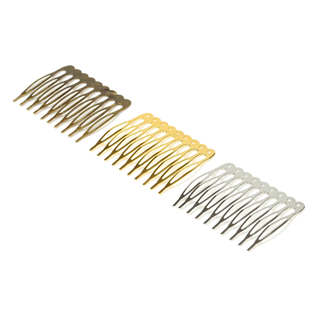 10pcs 5/10 Teeth Metal Hair Comb Blank Base Gold Hair Claw Hairpins For Jewelry Making DIY Wedding Hair Components Accessories