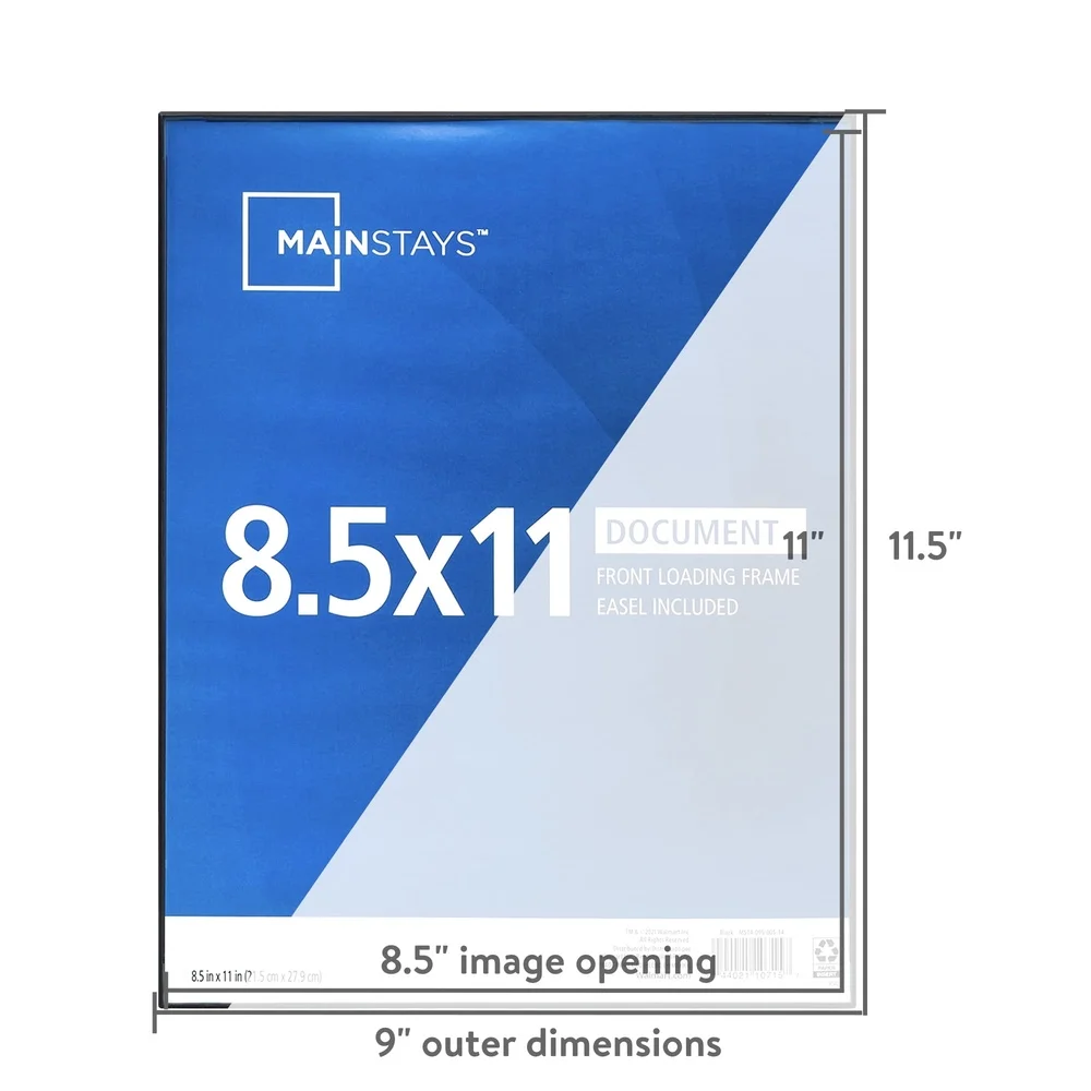 4 عبوات 8.5 × 11 إطار صورة مستندات تحميل أمامي زجاج أسود سهل الاستخدام جدار عرض الطاولة معرض ديكور المنزل والمكتب