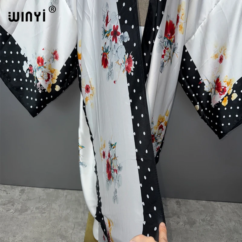 Winyi boêmio quimono moda kaftan beachwear cardigan sexy vestido de noite abaya dubai luxo cover-ups roupas de praia feminino