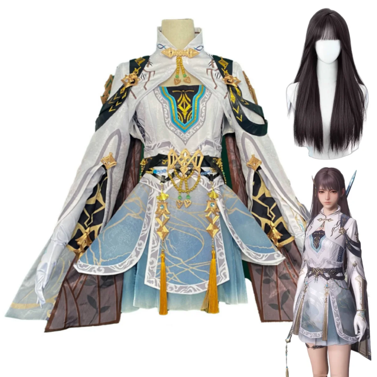 لعبة الحب والمساحة العميقة زين بطل الرواية أزياء Mc التأثيرية على الطراز الصيني شعر مستعار هانفو بدلة المهرجانات التقليدية للمرأة