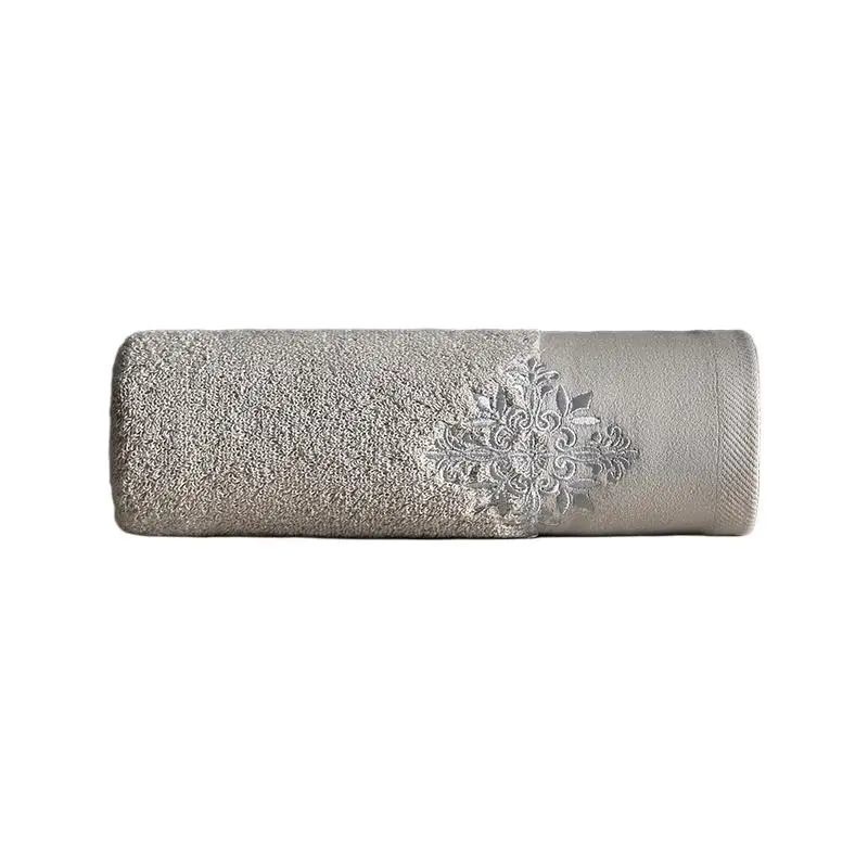 2 Pieces Vintage Style Bathroom Hand Towel Set with for damascus Pattern Embroidery in Premium Cotton for Home or Guest Bath
