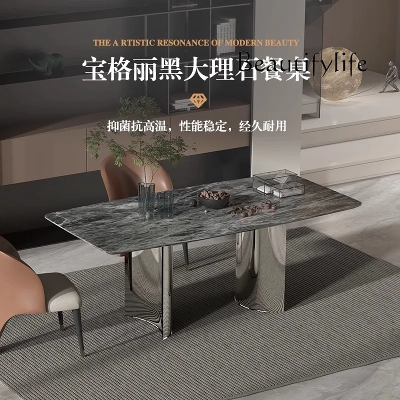 Light luxury marble dining table Household luxury dining table and chairs Large flat high-end dining table can be customized