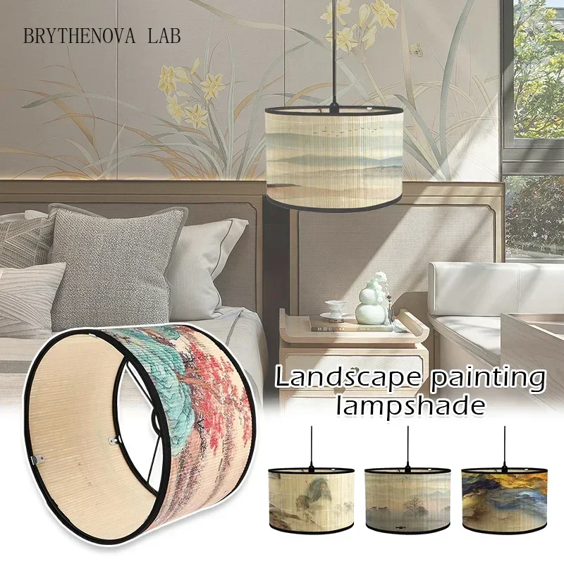 Bamboo Lampshade Chinese Style Ceiling Table Homestay Home Decor Chandelier Drum Wall Lamp Lampshades Bamboo Art Light Shade