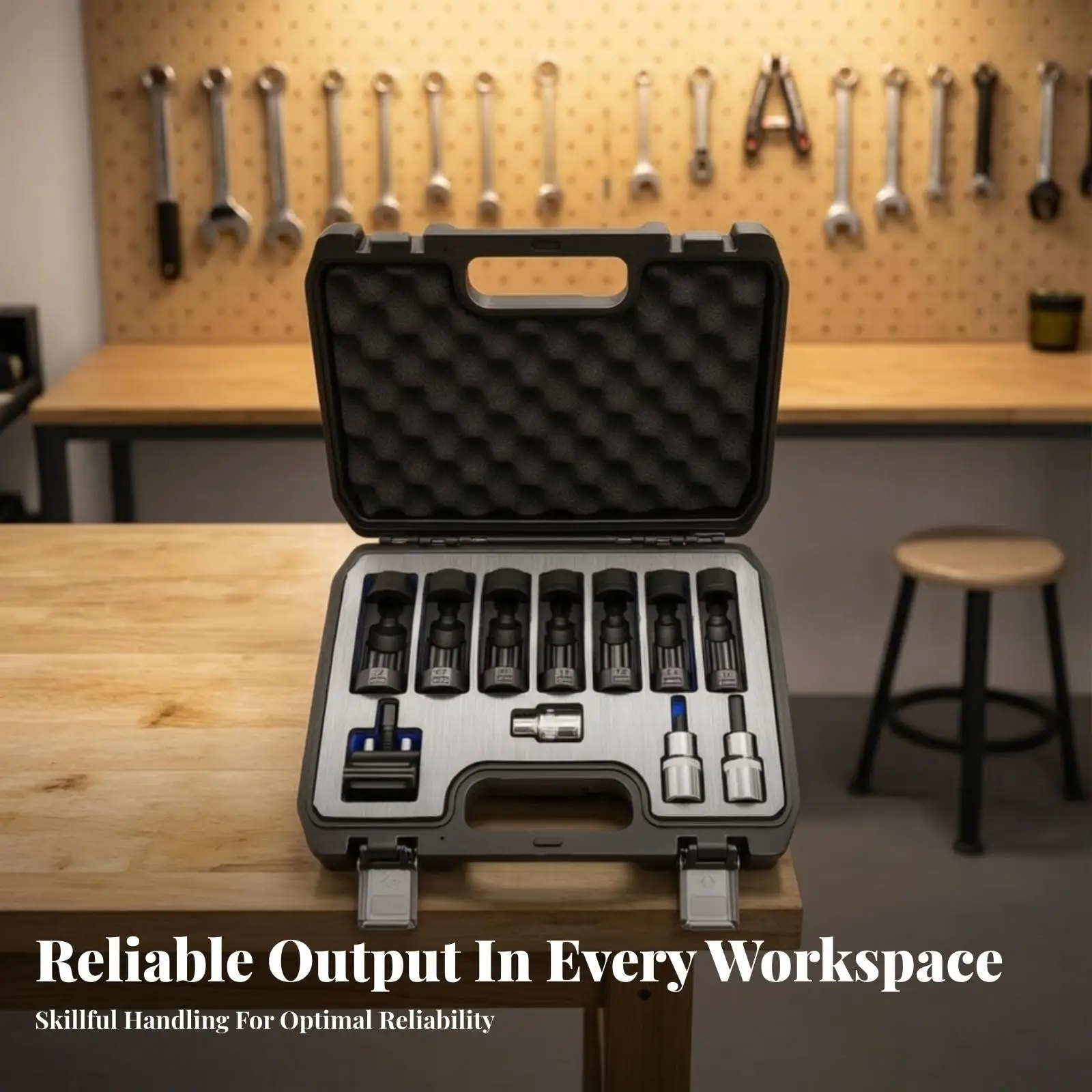 Impact Wrench Ready Socket Set for Automotive Use 12 Point Sleeves 16 to 24mm CR-MO Steel with Secure Metal Case