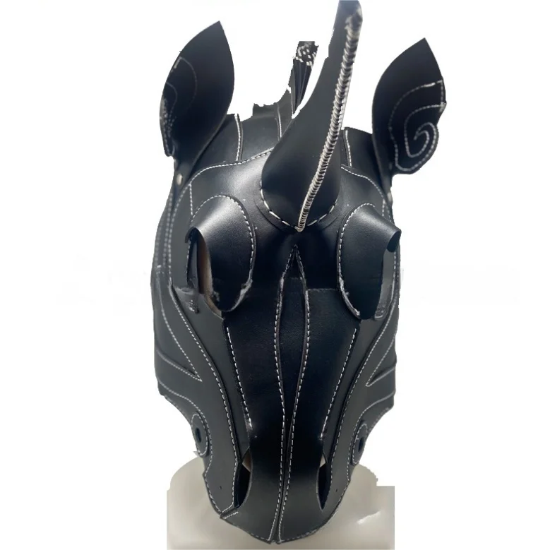 Horsehead mask Punk PU mask Halloween holiday party stage performance headgear