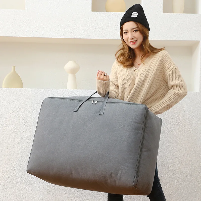 New Portable Moving Luggage Bag Simple Solid Color Home Storage Bag Wardrobe Clothes Blankets Quilt Dust-proof Organizing Bag