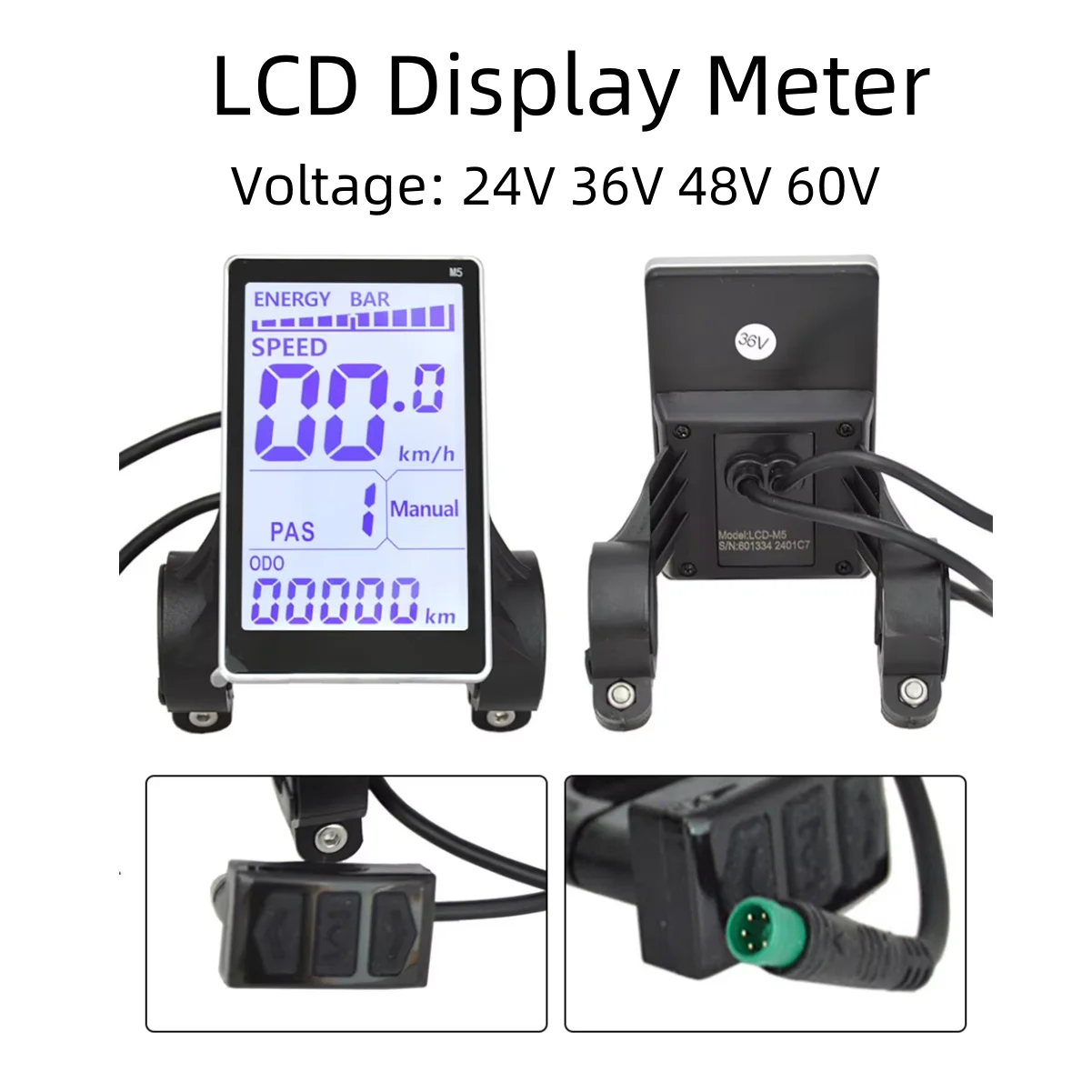 

M5 Electric Bike LCD Display Screen Electric Bike Display Instrument Control Panel Scooter M5 LED Display 24V/36V/48V/60V
