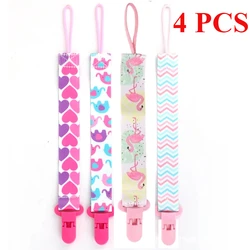 4pcs/set Newborn pacifier chain clip Double-sided printed pacifier Belt Pacifier holder Infant feeding