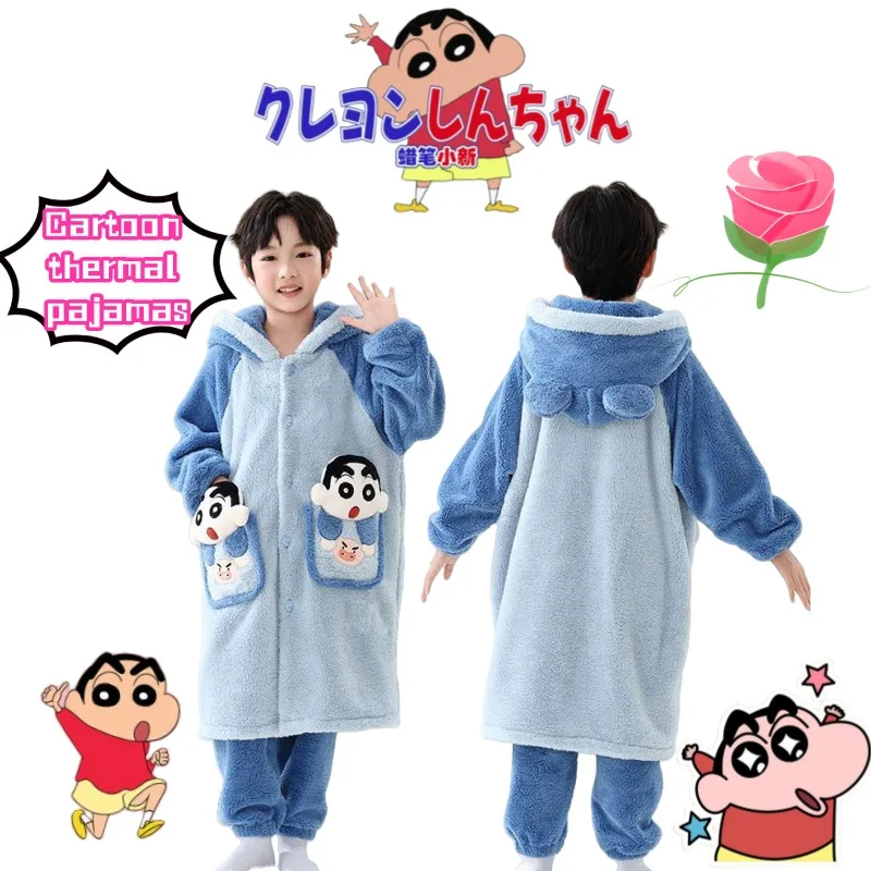 

Crayon Shin-chan Conan Edogawa, новая креативная утолщенная ночная рубашка из кораллового флиса, осенне-зимняя домашняя одежда средней длины, теплый костюм
