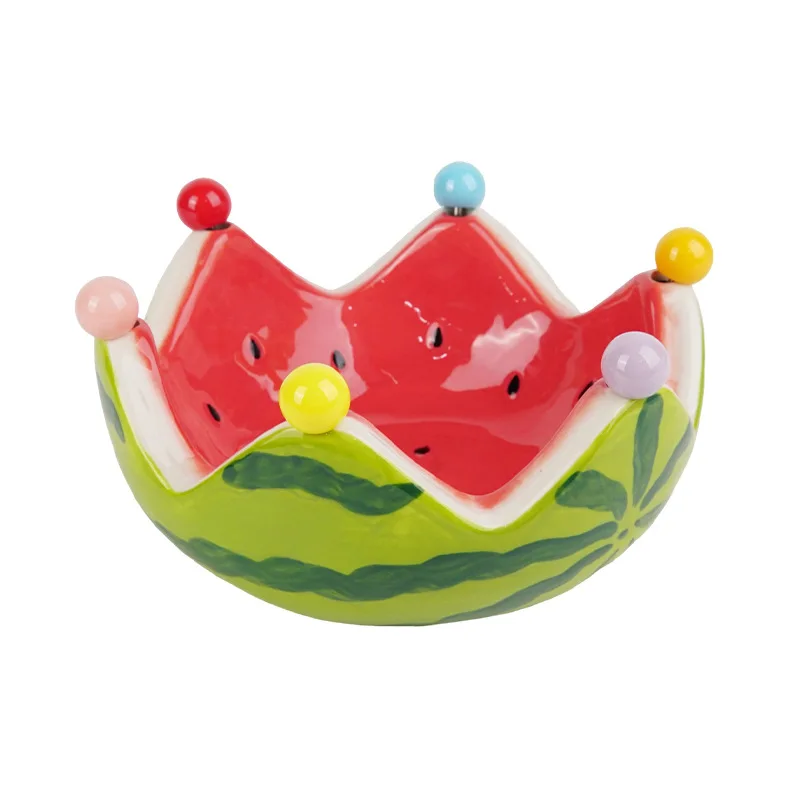 High-value watermelon fruit fork set, household stainless steel dessert, cute storage jar fruit insert safety fruit label