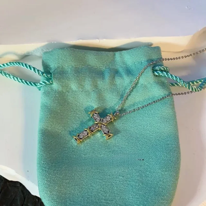 

Блестящее ожерелье с подвеской в ​​виде креста из кристаллов циркона для женщин и девочек, тонкая цепочка серебряного цвета в стиле панк, ювелирные изделия для вечеринок, подарок на день рождения