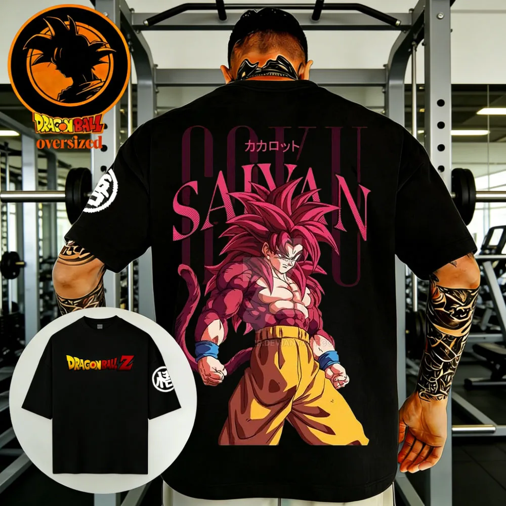 2026 Summer Dragon Ball Retro Pure Cotton Fitness T-shirt Men's Oversized Short-sleeved Family Unisex Children's Casual Shirt