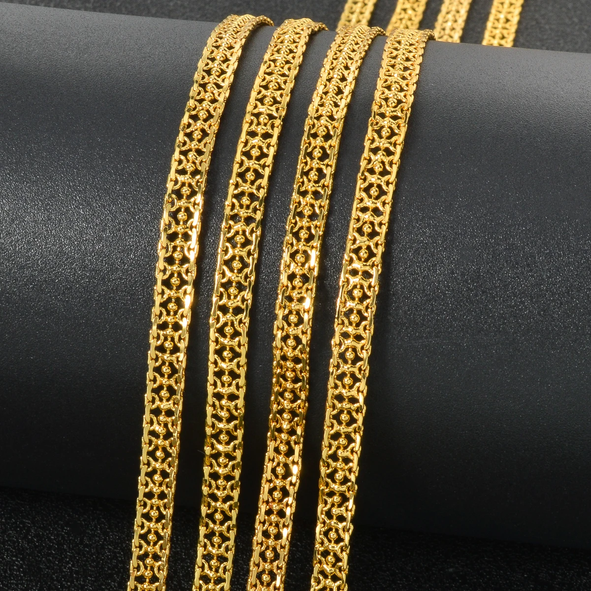 24K Gold Plated Snake Chain Necklace Dubai Unisex Punk Thin Mesh Chain Choker Daily Wedding Women Accessories Jewelry Gift