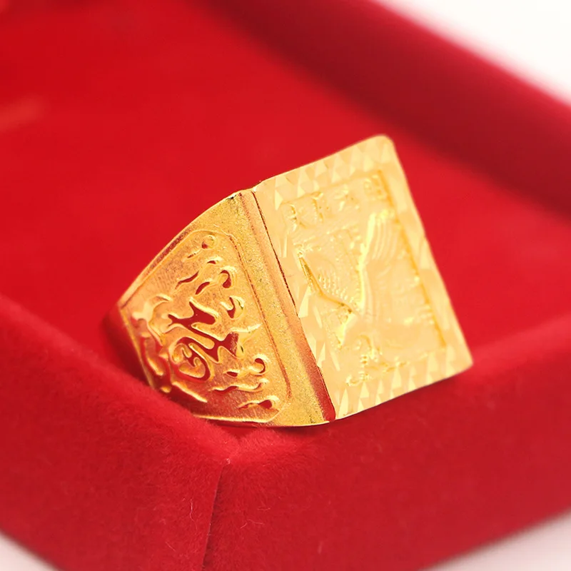 

Gold Shop Same Style 9999 24K Real Gold Men's Gold Ring Grand Exhibition Boss Style Exquisite Fashion Luxury Jewelry