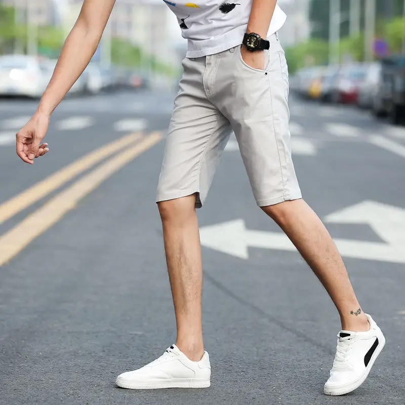 Cotton Korean Men\'s Thin Cropped Pants Casual Shorts Fashionable Breathable Beach Breeches Streatwear Men Summer Outfit Men