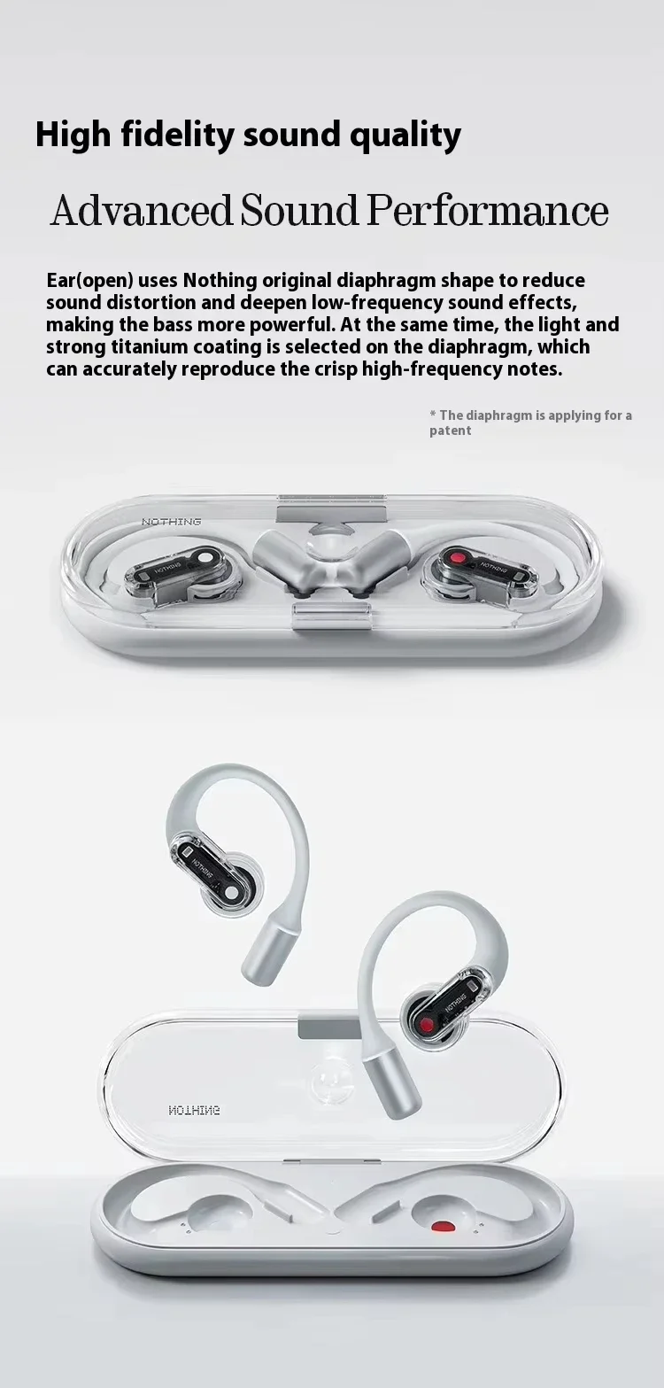 Nothing Ear Open Earphone Wireless Bluetooth Headset Hifi Sound Stereo Noise Reduction Long Battery Life Customize   Headset