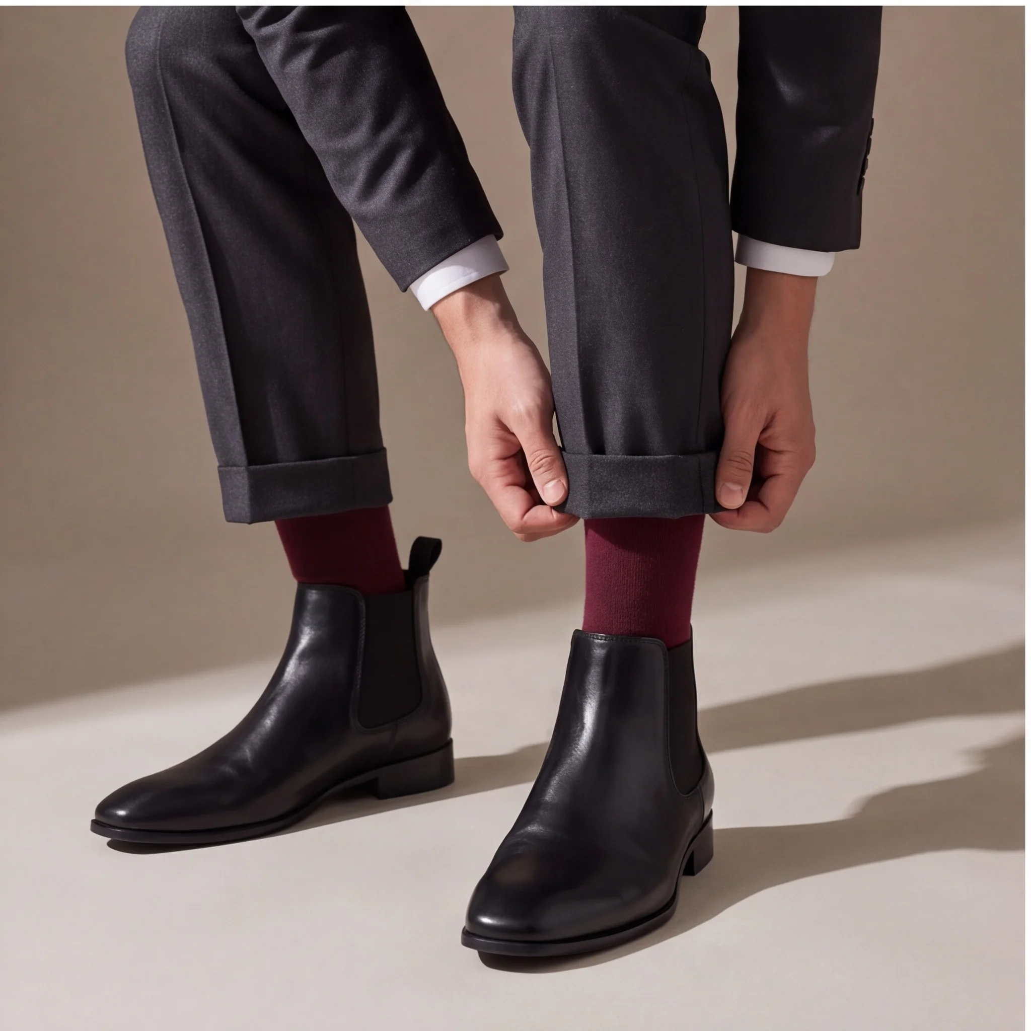 Chelsea-Stiefel für Herren, Knöchelhohe Stiefel, Elastische Seitenstiefel für Männer, Gummisohle, Polyesterfutter – Detail 1
