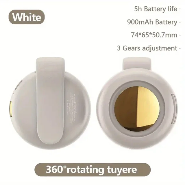 

Portable silent mini bladeless fan, adjustable 3-speed suspended waist fan, rotating body fan, suitable outdoor wor