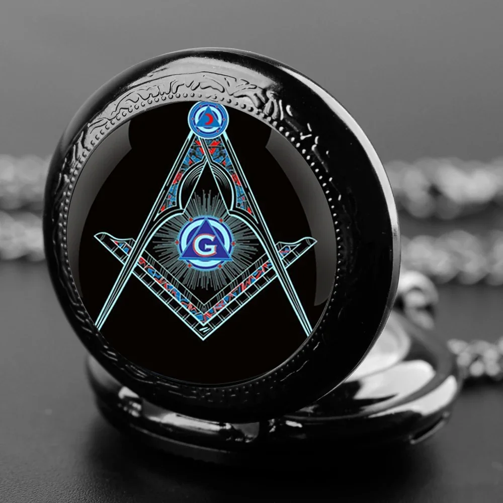 ساعة جيب كلاسيكية من الماسوني الماسوني لودج ميسون جي ديزاين مع قلادة مصنوعة من خليط معدني وحركة كوارتز للرجال والنساء