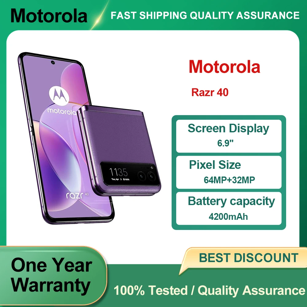 Смартфон Motorola Razr 40 5G XT2323, процессор Qualcomm Snapdragon 7 Gen1, экран 6,9 дюйма, отпечаток пальца, Android 13, используемый телефон