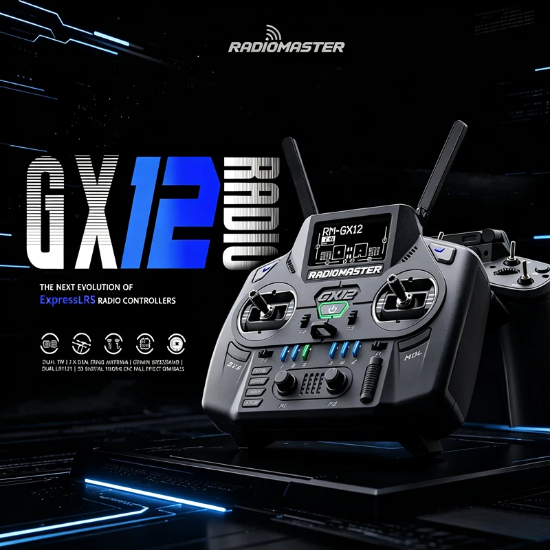 RadioMaster GX12 Dual-Band Gemini-X FPV Controller (Black Mode2)