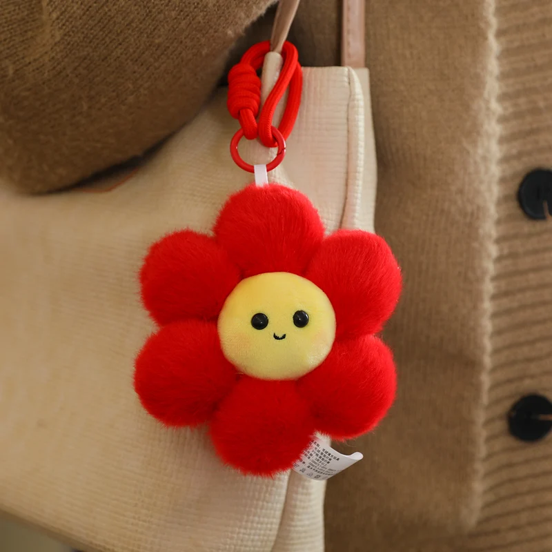 Pendentif en peluche tournesol souriant Kawaii, 12CM, 9 pièces, jouets, fleur colorée, plante en peluche, sac de poupée, porte-clés, décoration, petits cadeaux