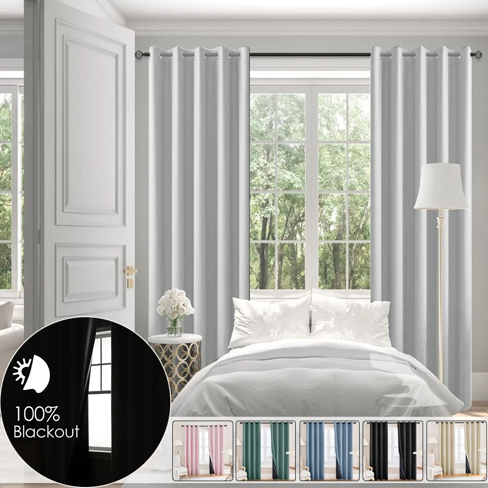 

Blackout Solid Color Curtains Premium Thermal Insulated Light Blocking Drapes for Bedroom Kitchen Bathroom Cortinas Para La Sala