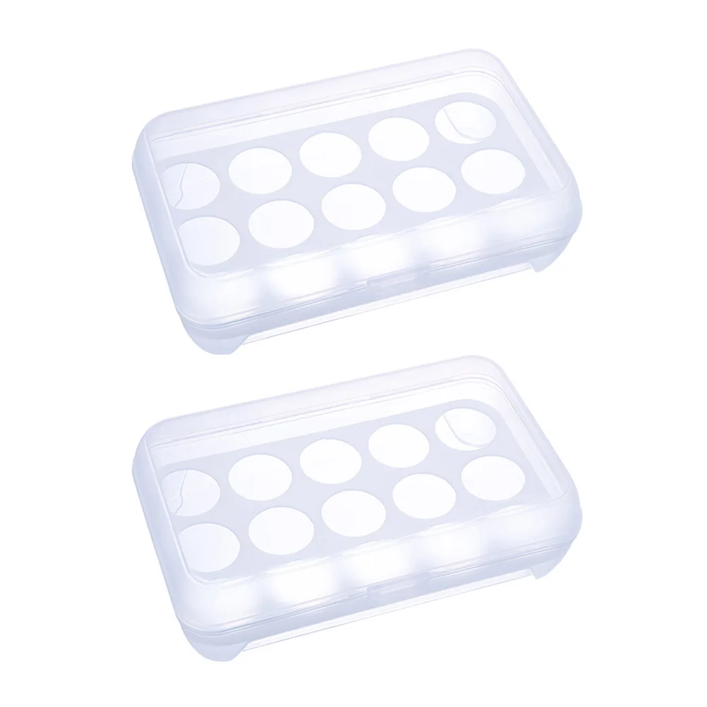 

2pcs 15 Grids Transparent Plastic Eggs Storage Box Anti-collision Egg Holder Container Eggs Case Tray (White)